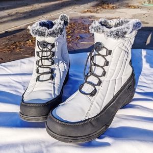 Totes Black White Fur Lined Snow Boots Sz 10 women's